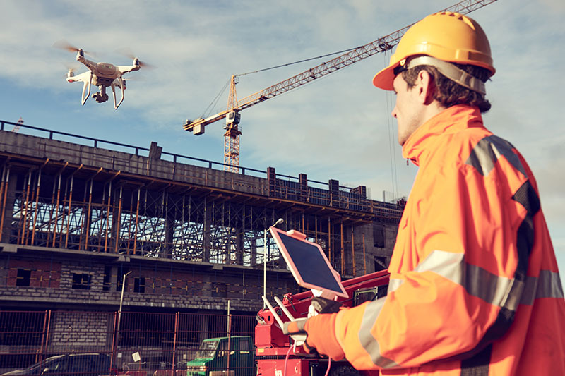 Drone Flying on Construction Site